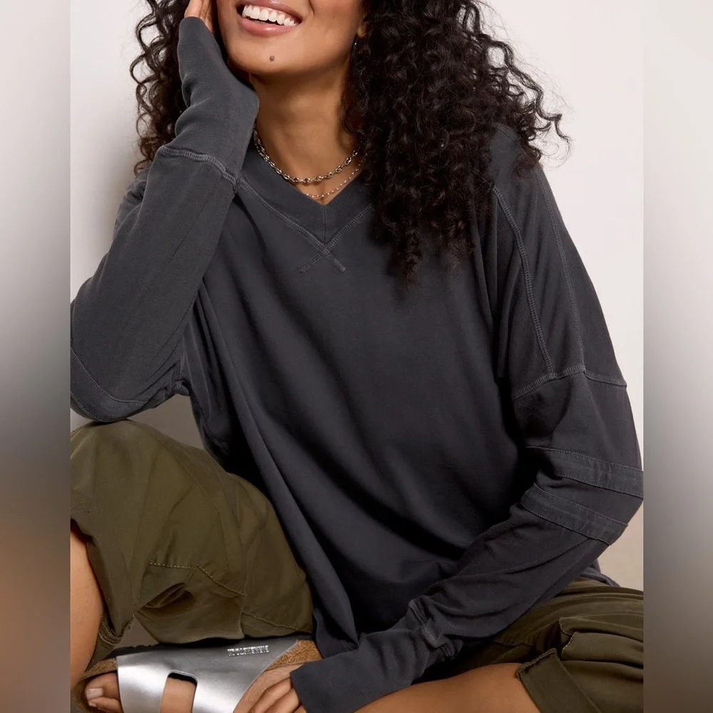 Free People Movement All Star Layer sweatshirt casual lagenlook baggy oversized - Picture 1 of 12